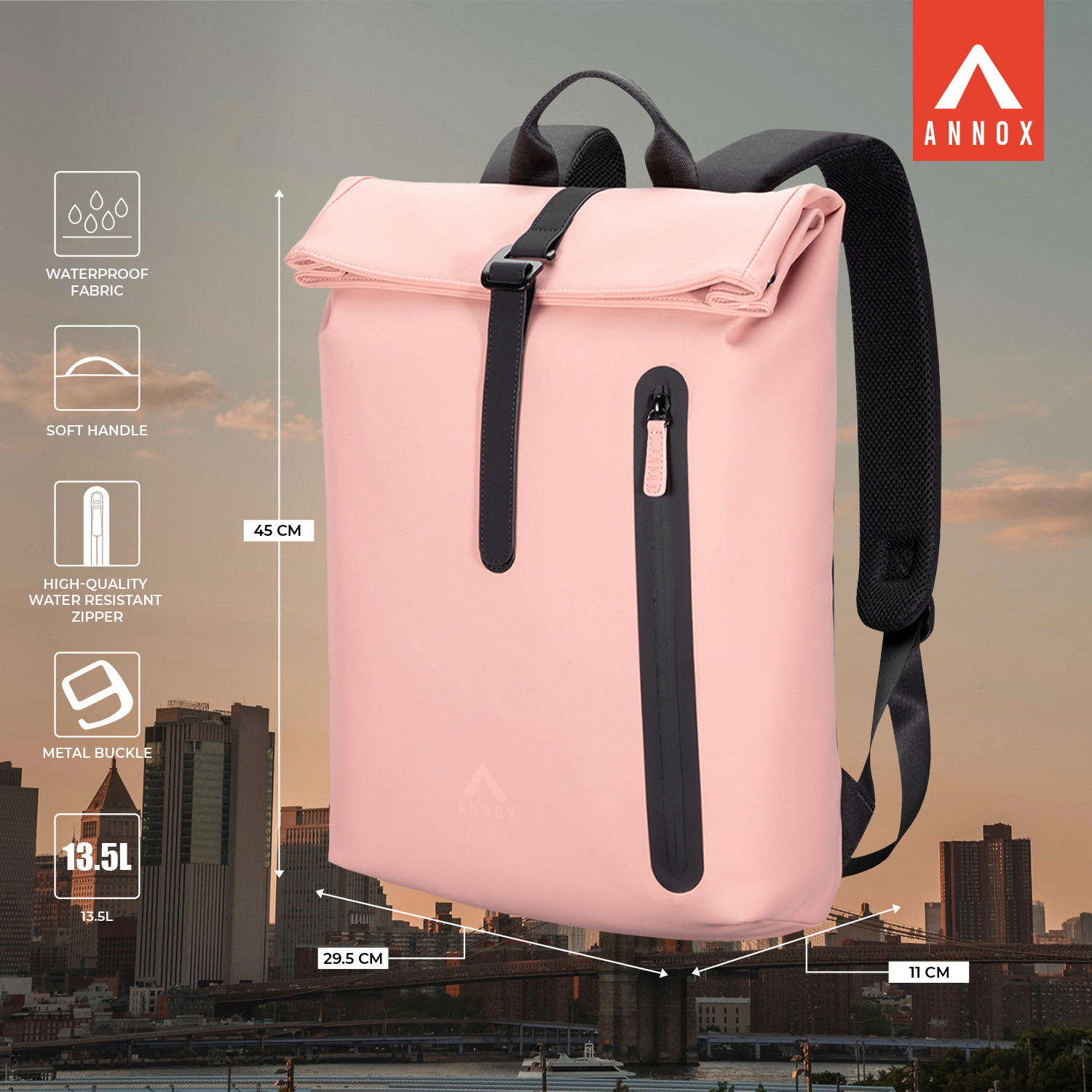 Annox Casual Laptop-Rucksack 15.6” – Wasserabweisendes PU