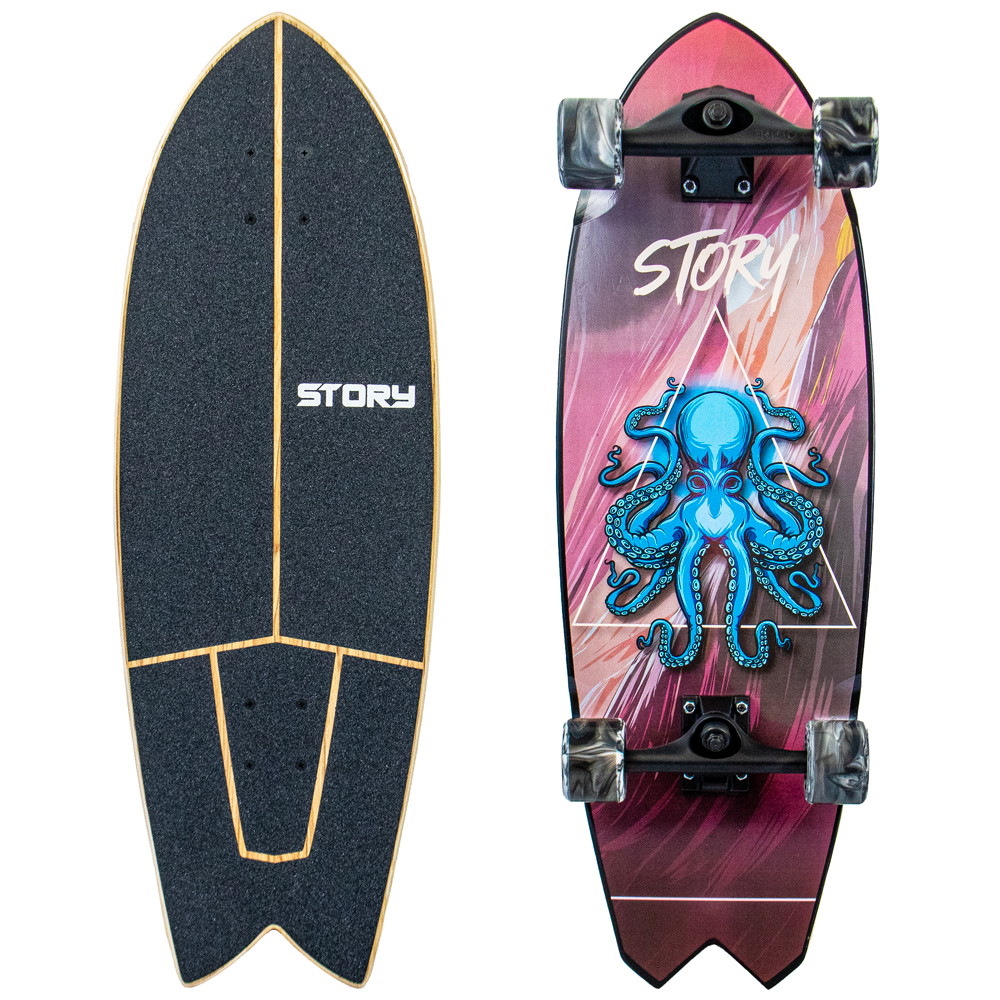 Story Fish Series Surfskate | Schwarzrot | 78.74 cm | EuroSkateShop