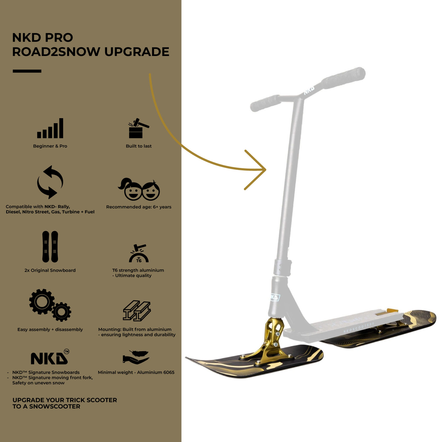 NKD Pro Road2Snow Snowboard für Scooter