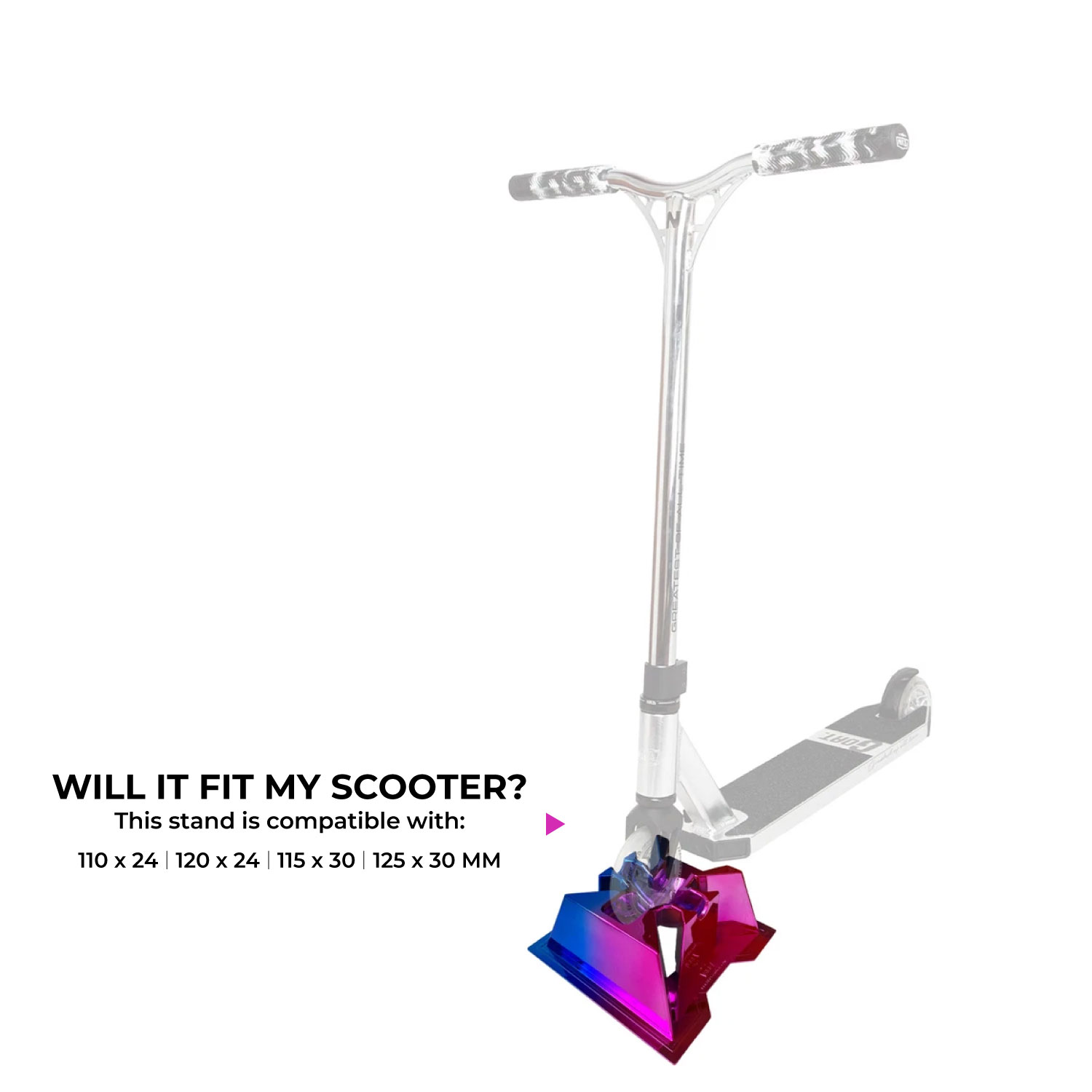 NKD Pro Scooter-Ständer – stabiler Halter für 110–125 mm Rollen, 24/30 mm Breite