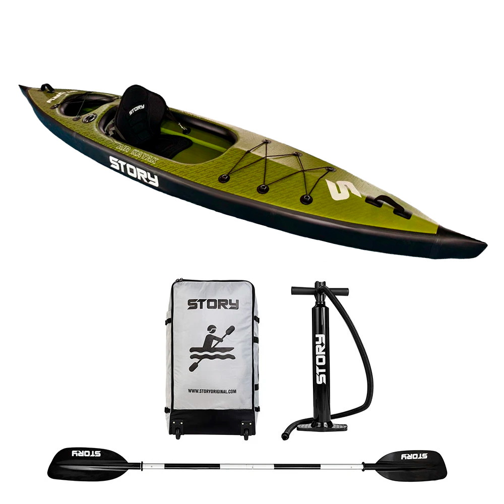 Story Sole 1-Person Aufblasbares Kajak - Armeegrün - 385 cm