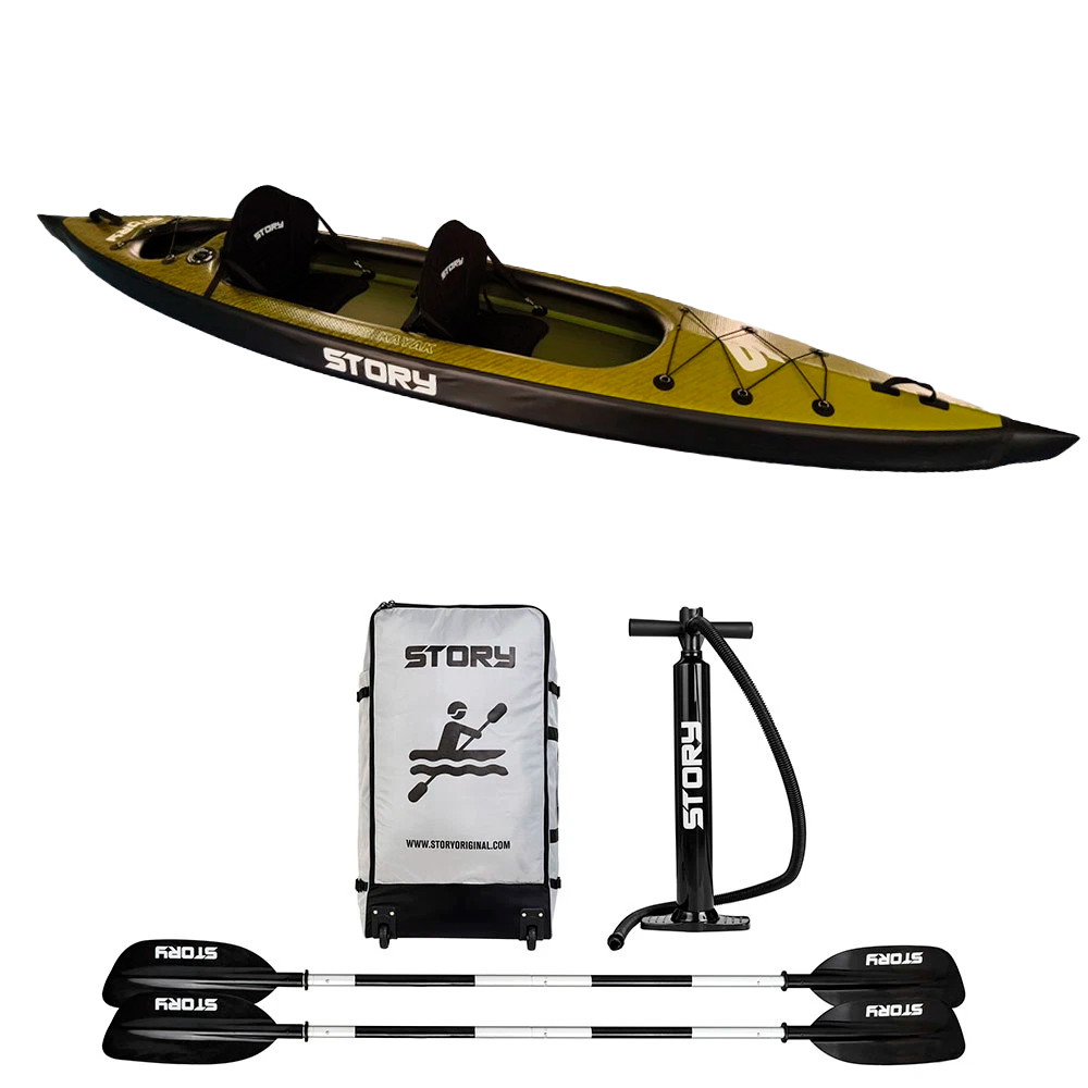 Story Tandem 2-Person Aufblasbares Kajak - Armeegrün - 426 cm
