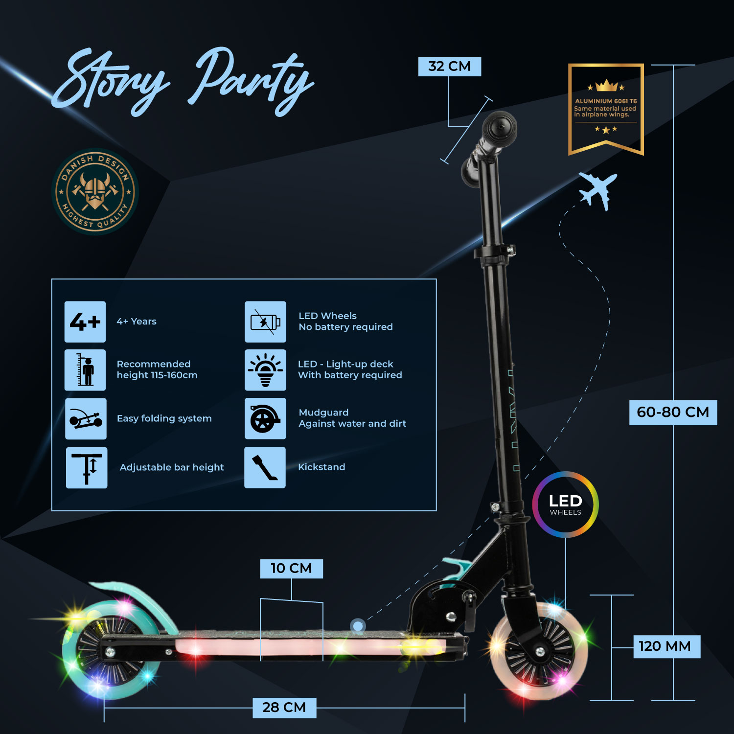 Story Party LED Verstellbarer Kinder Roller