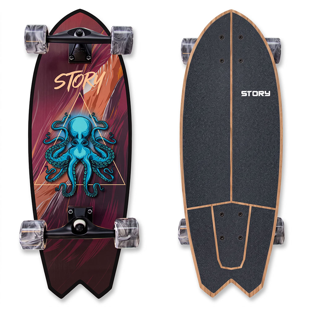 Story Fish Series Surfskate | Schwarzrot | 78.74 cm | EuroSkateShop